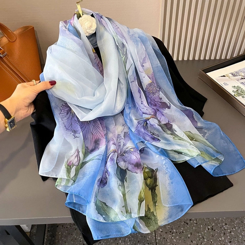 Spring And Summer New Yourou Silk Scarf Large Size Printed Beach Towel Dot Travel Vacation Sunscreen Scarf Women's Spot