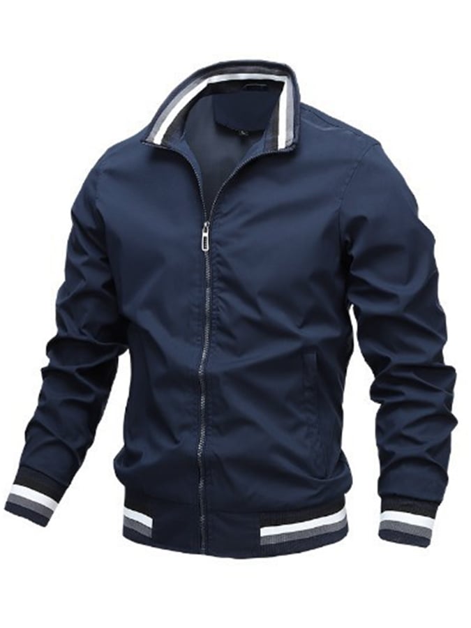 Men's Sports Fashion Slim Fit Standing Collar Waterproof Zipper Bomber Jacket