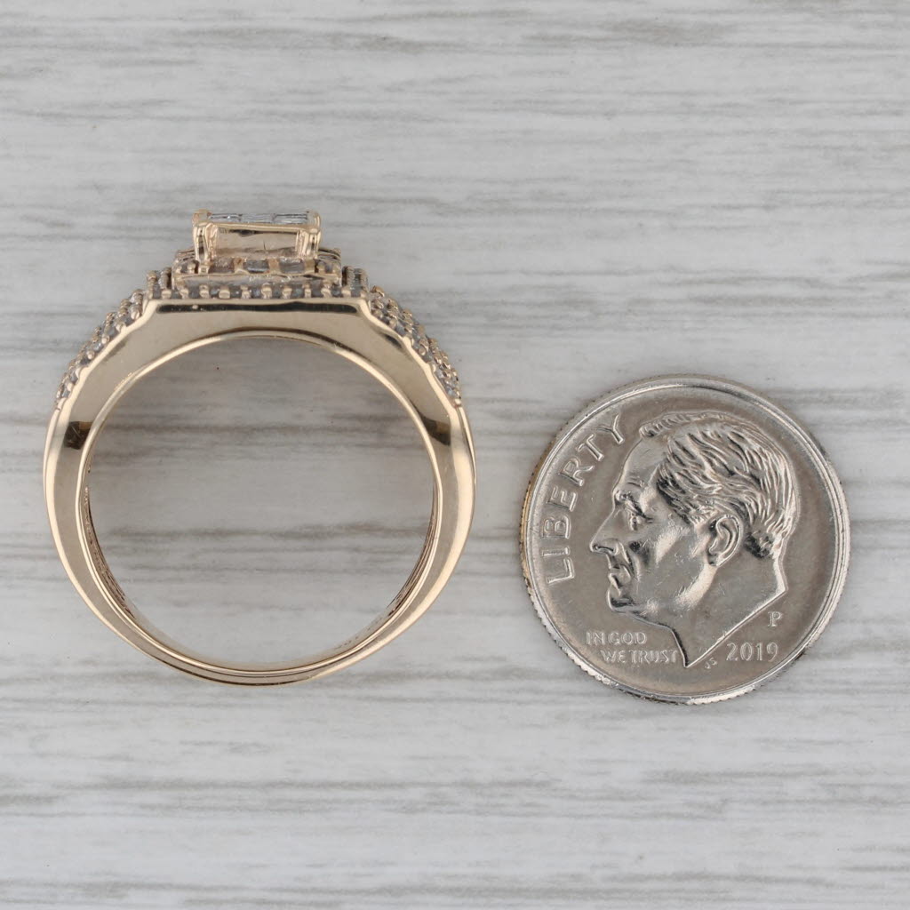 0.93ctw Diamond Cluster Halo Ring 10k Yellow Gold Size 8