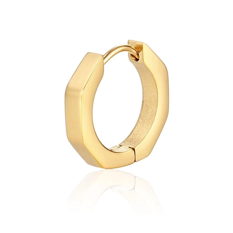 1 Piece Hip-Hop Rock Minimalist Star Heart Shape Metal Button 304 Stainless Steel Copper Gold Plated Hoop Earrings