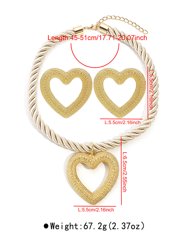 Heart Shape Drop Earrings + Necklaces Accessories
