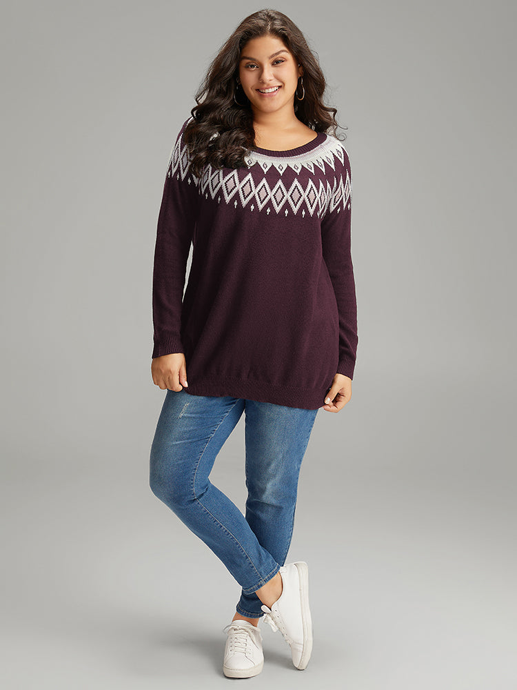 Supersoft Essentials Geo Contrast Raglan Sleeve Pullover