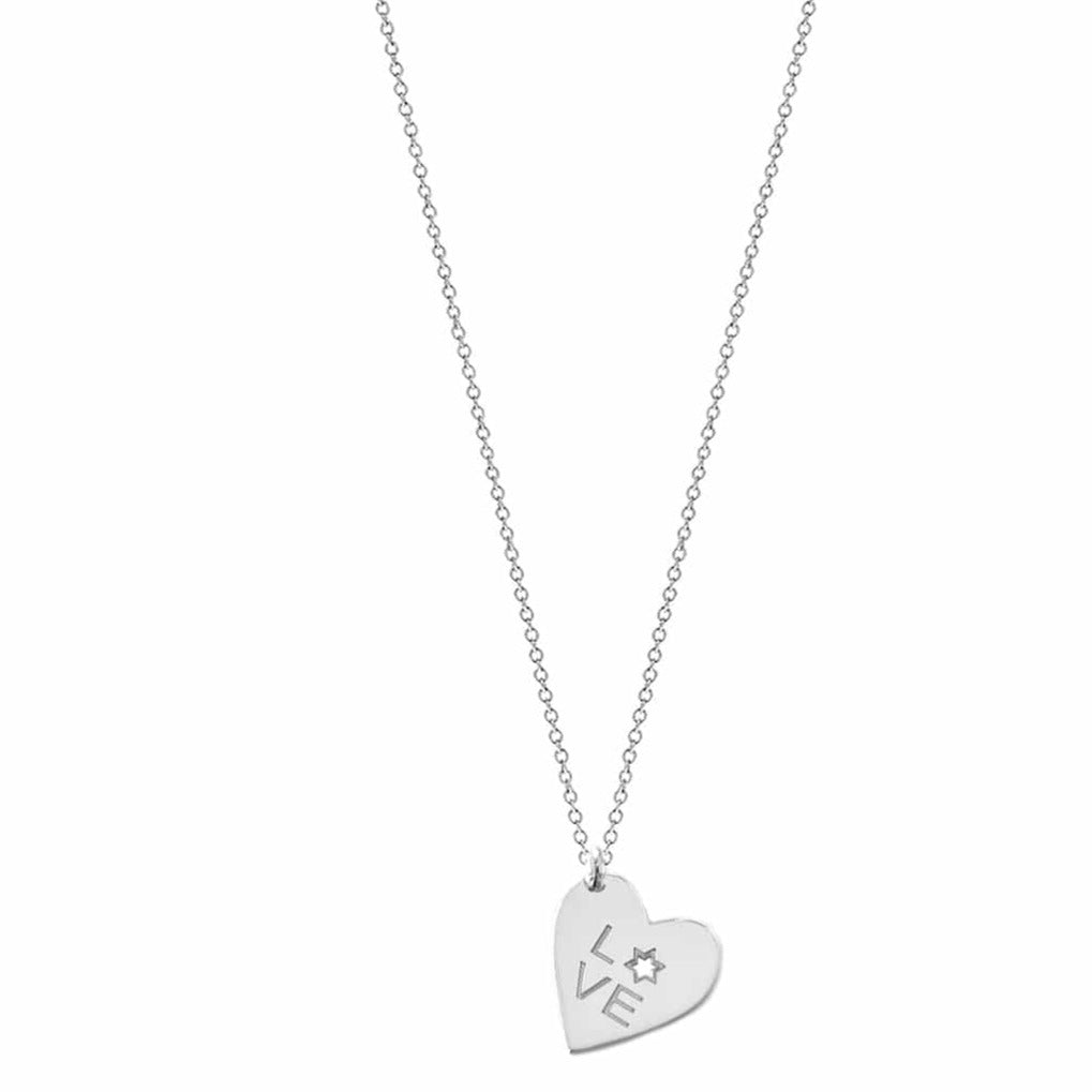 Zionist Love Heart Star of David Necklace - Sterling Silver or Gold Plated