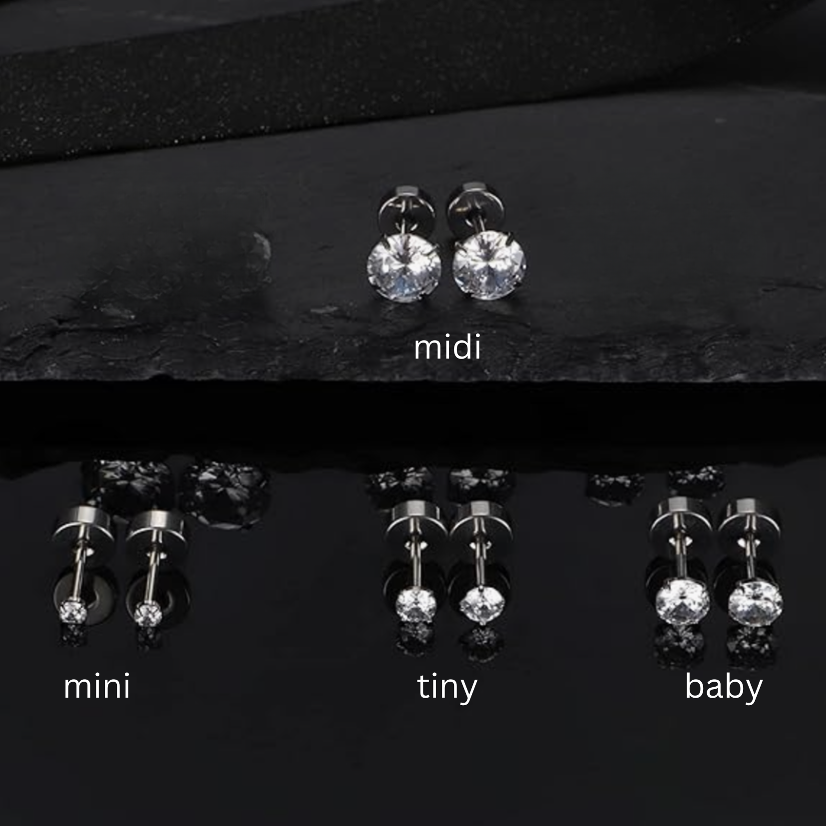 Midi Diamond studs - Silver