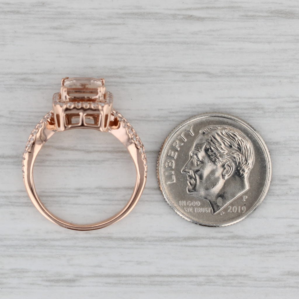 1.54ctw Morganite Diamond Halo Ring 14k Rose Gold Size 5.25 Engagement