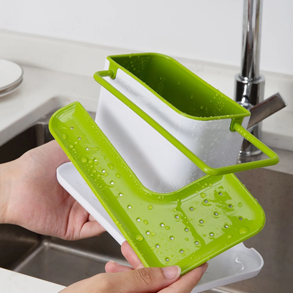 KITCHEN STORAGE DRAIN RACK SINK HOLDER SOAP & SPONGE ORGANIZER