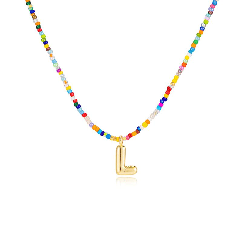 🌈 Letter Beaded Necklace for Women🔤A-Z