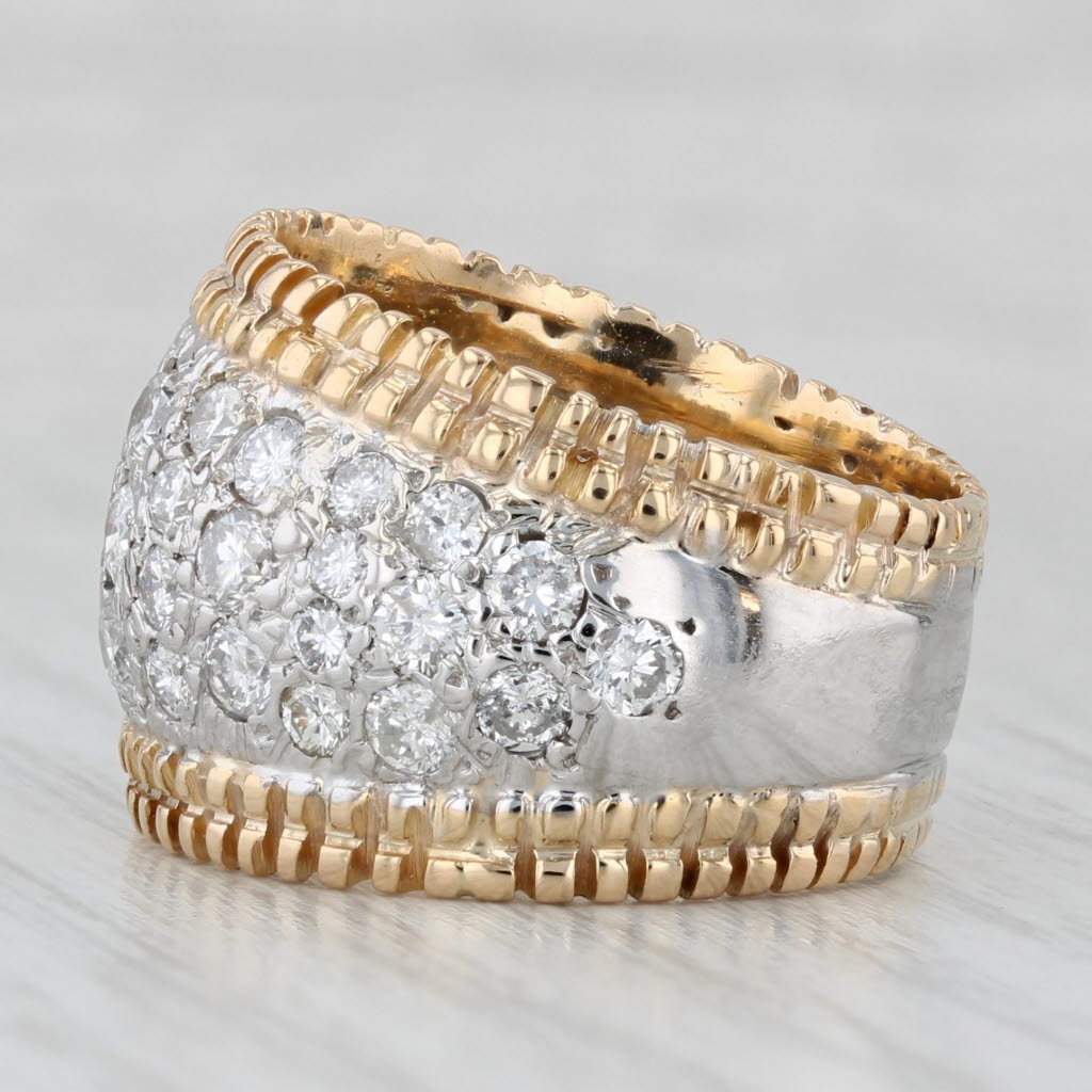 2.50ctw Pave Diamond Ring 14k White Yellow Gold Size 8.5 Cocktail