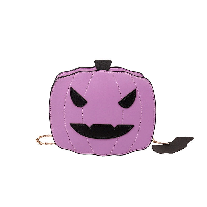 Halloween Women's Medium Pu Leather Pumpkin Vintage Style Zipper Shoulder Bag