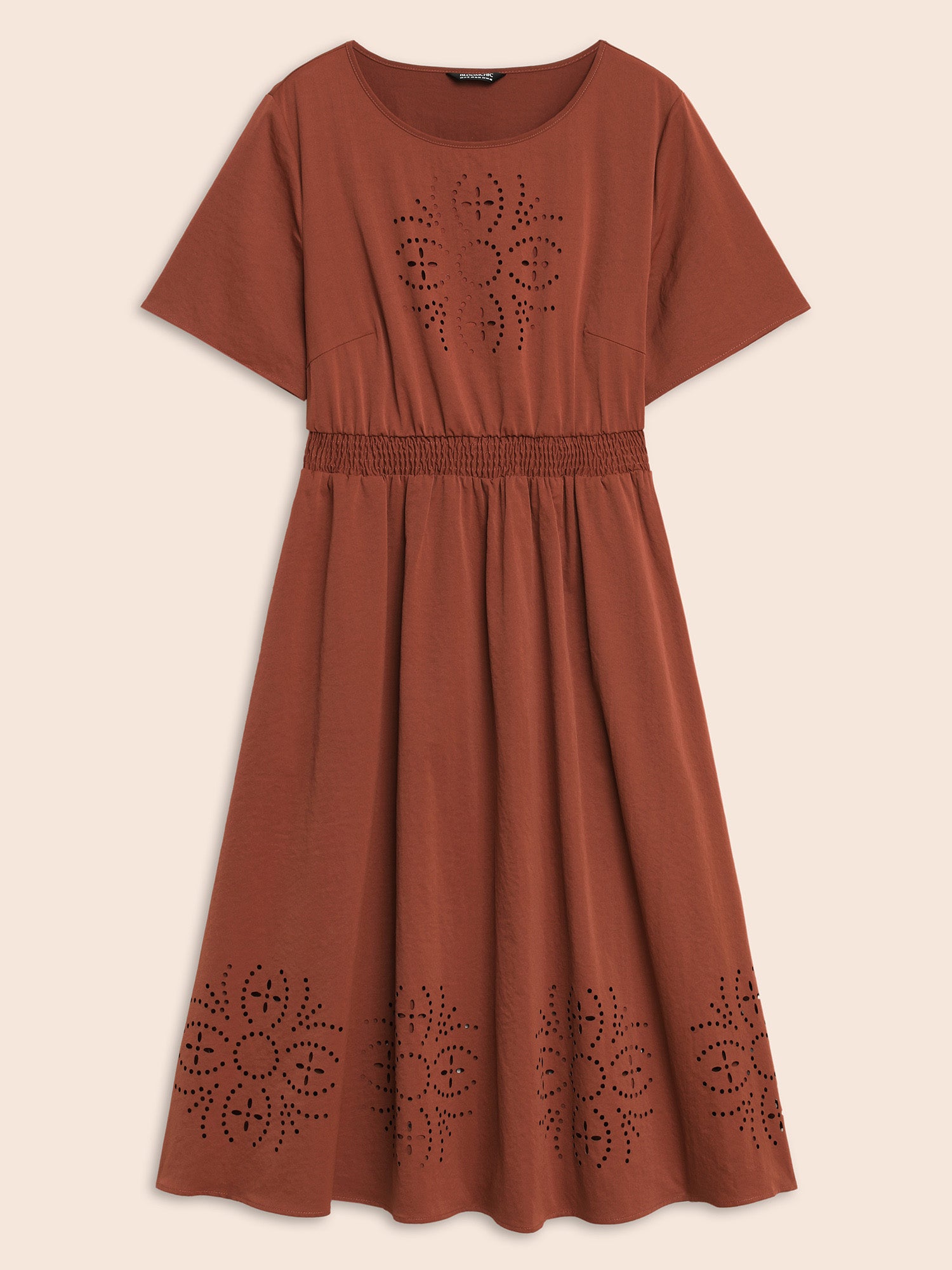 Floral Burnout Stretchy Waist Midi Dress
