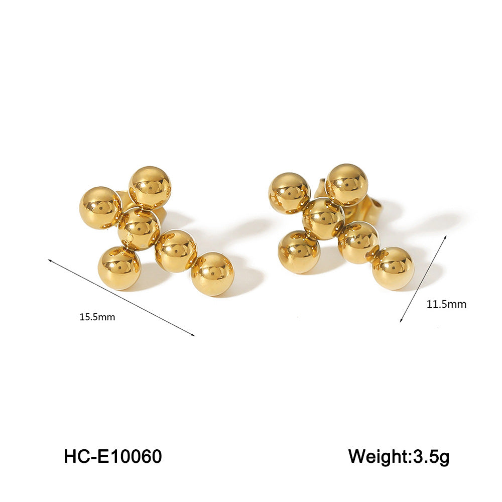 Sphere Geometric Stainless Steel Electroplating Earrings