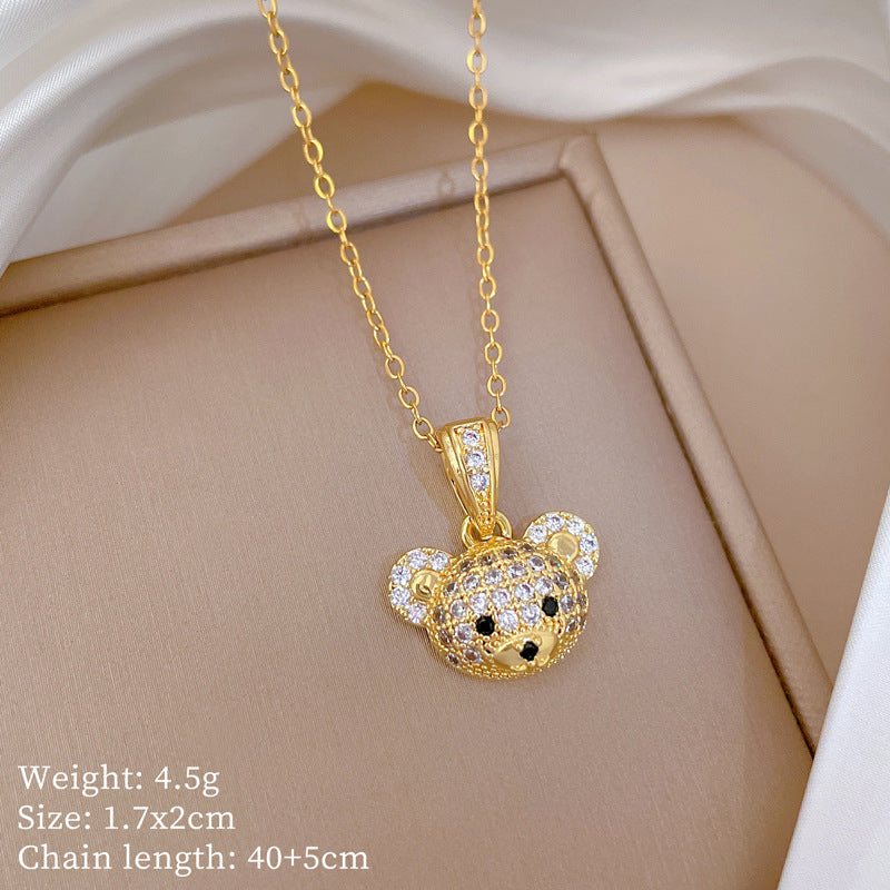 Copper Micro-Inlaid Cross Fashionable And Gorgeous Full Diamond Necklace For Women All-Match Clavicle Chain Titanium Steel