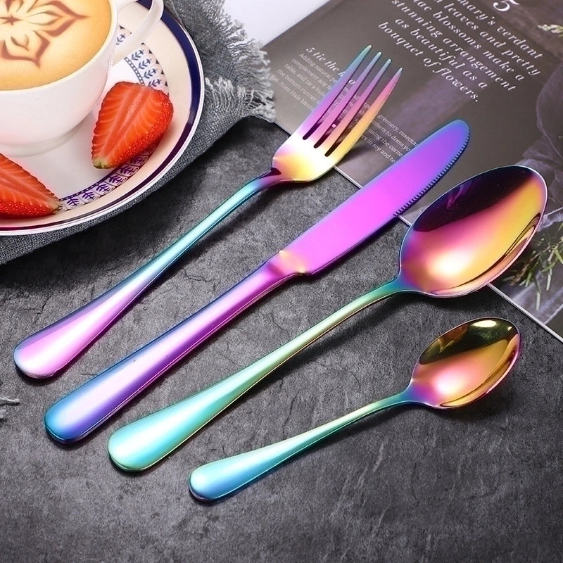 Fashion Solid Color Stainless Steel Tableware 4 Pieces
