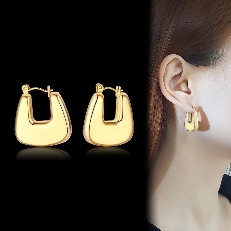 1 Pair Minimalist Solid Color Plating 201 Stainless Steel 18K Gold Plated Earrings