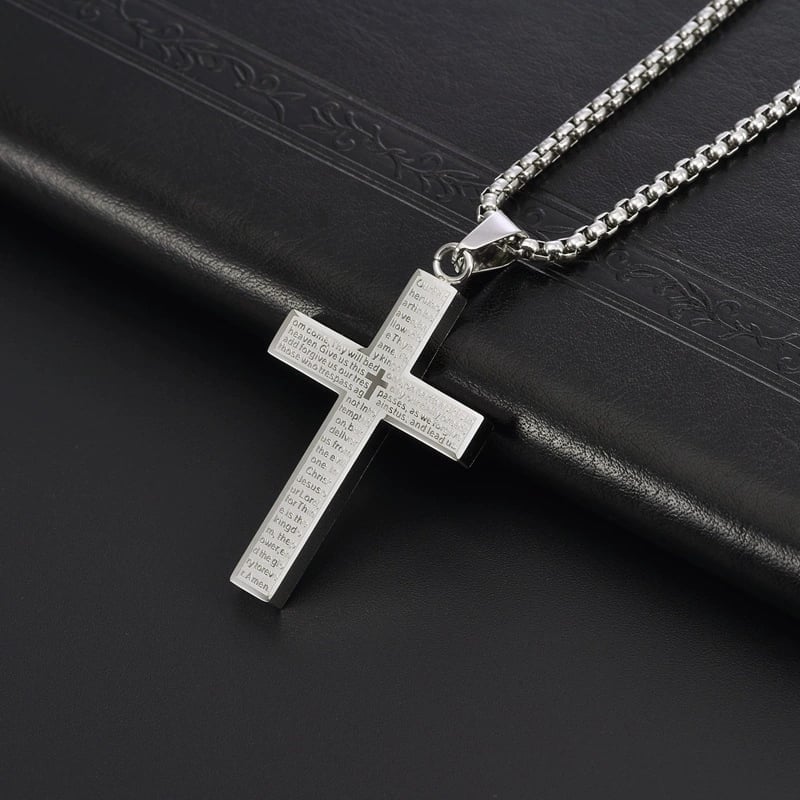 ✝️Lord's Prayer Scibble Cross Necklace