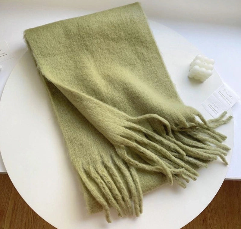 Women's Scarf Winter Solid Color Mohair Thickened New High-grade White Lazy Shawl Scarf Warm Fashion