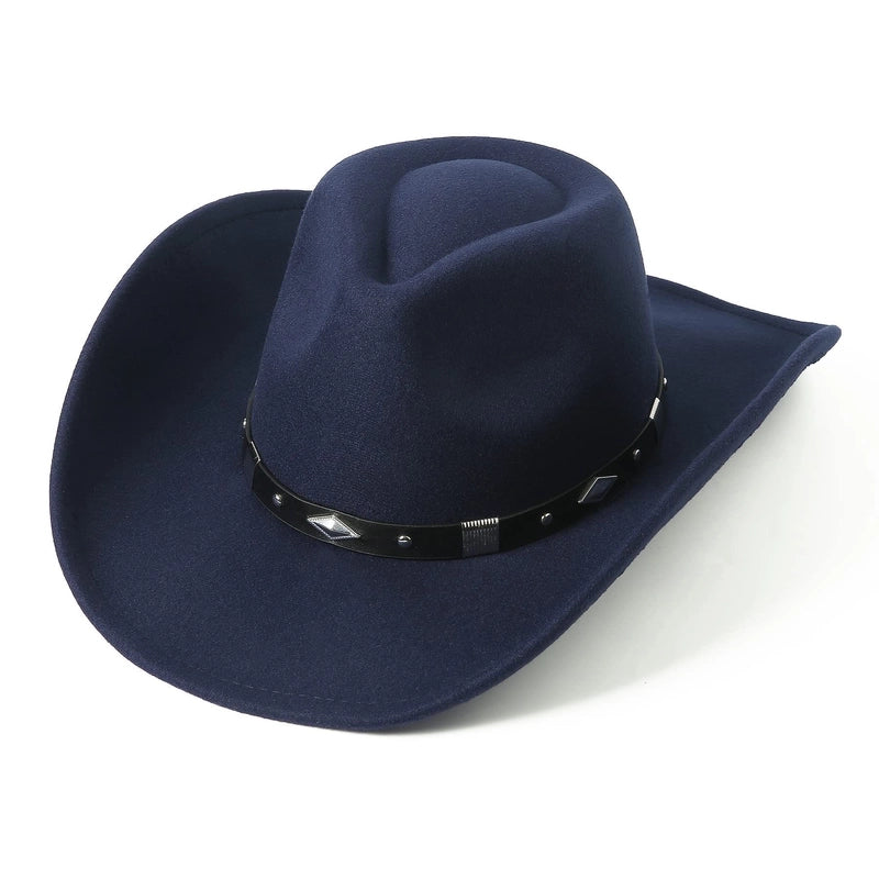 Style Curling Western Cowboy Hat Female British Versatile Solid Color Jazz Hat Autumn And Winter Warm Windproof Bowler Hat Male