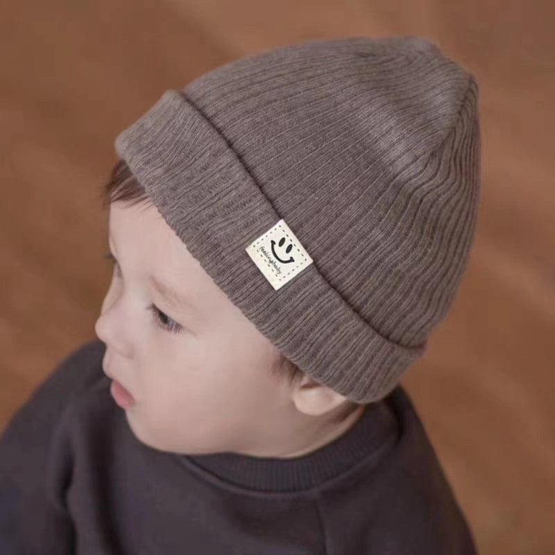 Popular Smile Face Baby Wool Hat Autumn And Winter Warm Boys And Girls Baby Knitted Hat Children One-piece Delivery