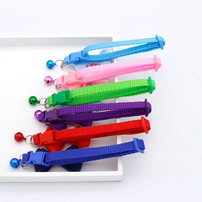 Pet Collar Multi-color Optional Puppy Teddy Collar Kitten Bow Collar Colorful Bell Adjustable