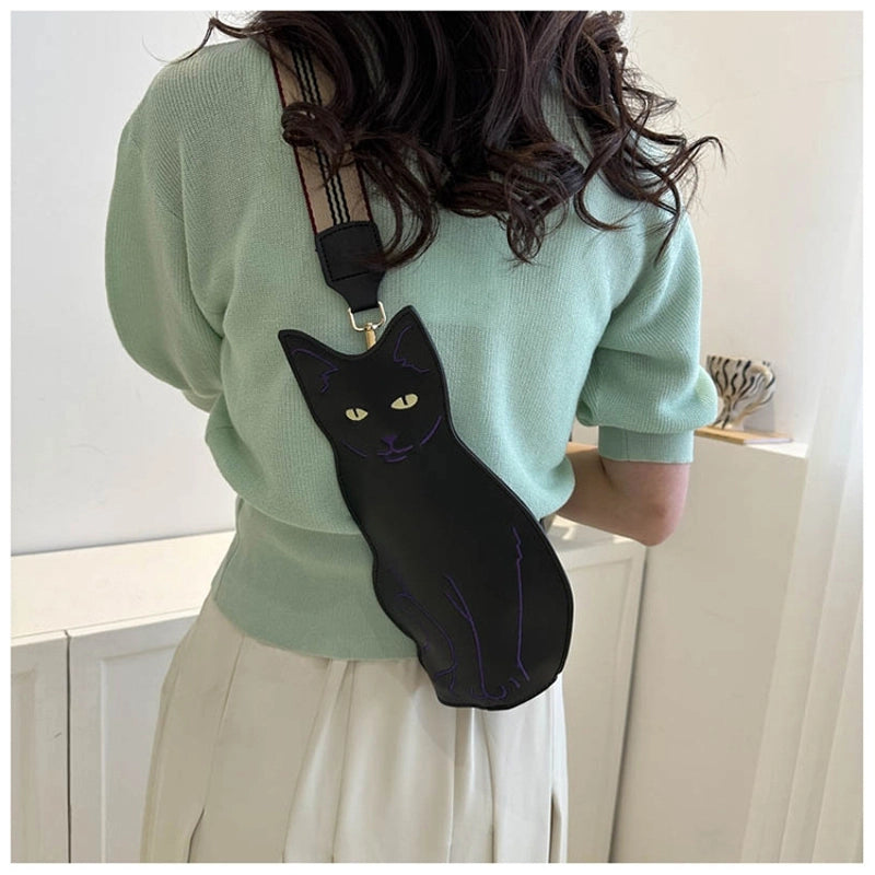 Women's Small All Seasons Pu Leather Cat Streetwear Square Zipper Shoulder Bag