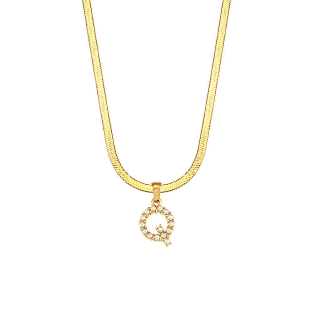 Fashion Letter Number Text Stainless Steel 18K Gold Plated Necklaces