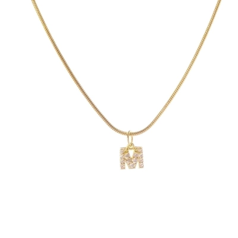 Fashion Letter Titanium Steel Plating Zircon Pendant Necklace