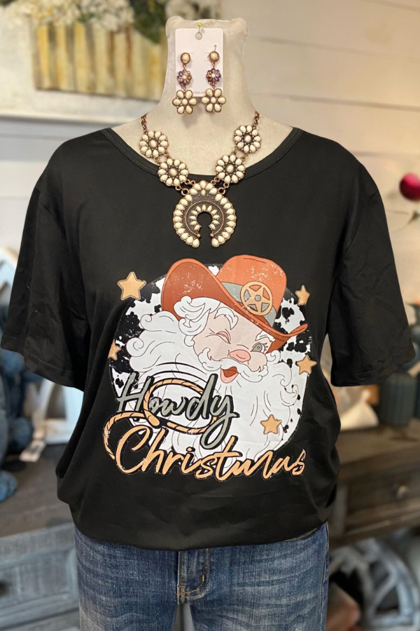 Howdy Christmas Western Cowboy Tee