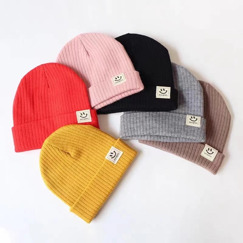 Popular Smile Face Baby Wool Hat Autumn And Winter Warm Boys And Girls Baby Knitted Hat Children One-piece Delivery