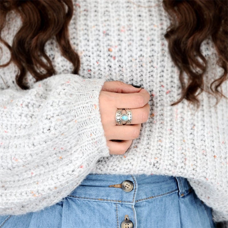 🔥 47% OFF🎁Turquoise Drop Openwork Ring