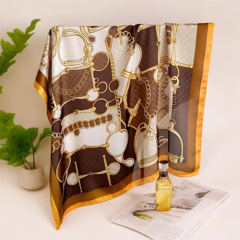 Women's Casual Elegant Minimalist Printing Satin Printing Silk Scarf