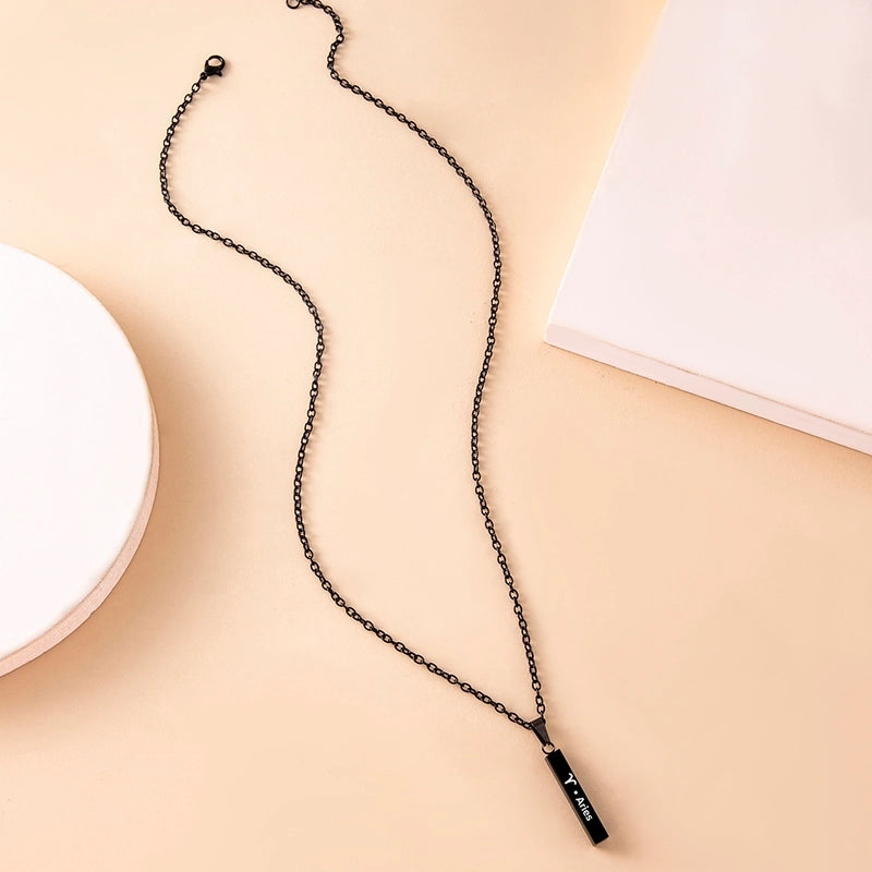 12 Constellation Stainless Steel Ing Pillar Necklace