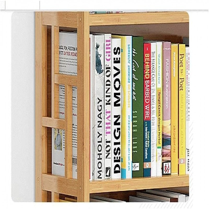 Wooden Bookshelf With Drawers Floor-Standing Display Shelf Storage Rack Organizer For Home Office