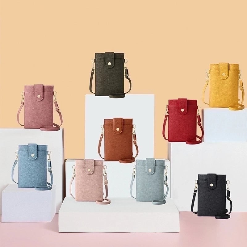 Women's Pu Leather Solid Color Classic Style Square Flip Cover Phone Wallets
