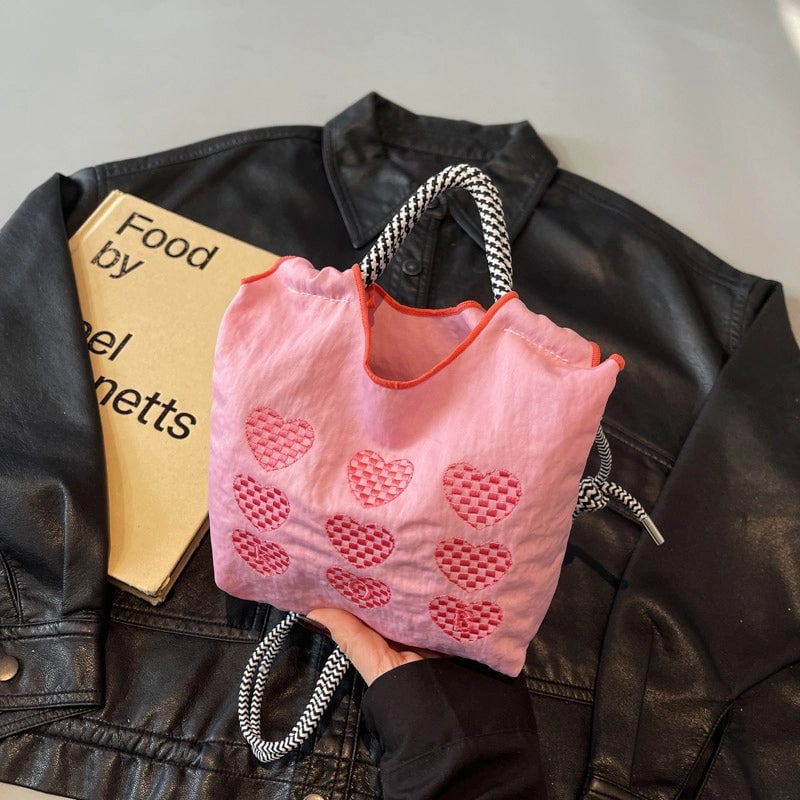 Women's Medium Cloth Heart Shape Classic Style Square Open Crossbody Bag
