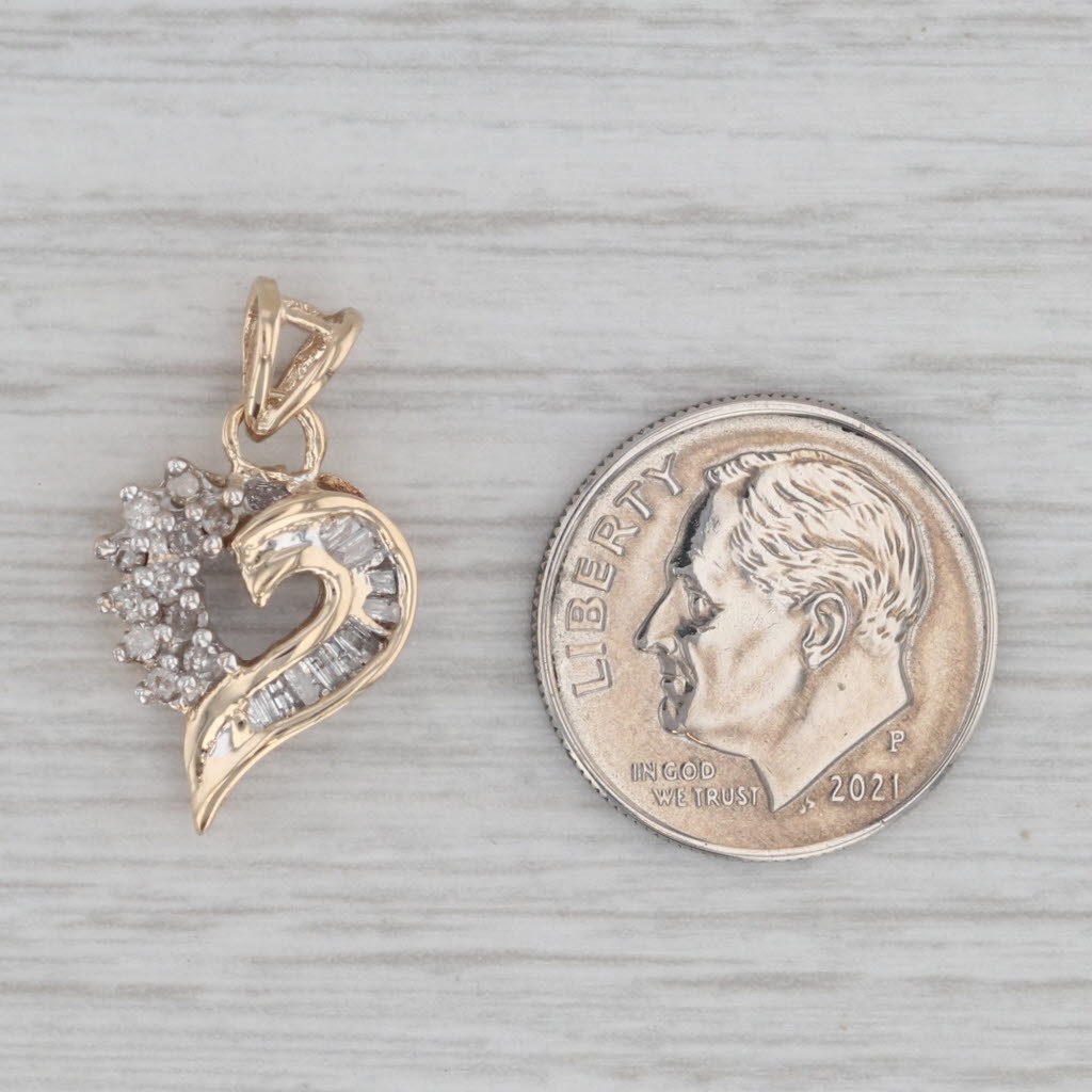 0.11ctw Diamond encrusted Open Heart Pendant 10k Yellow Gold