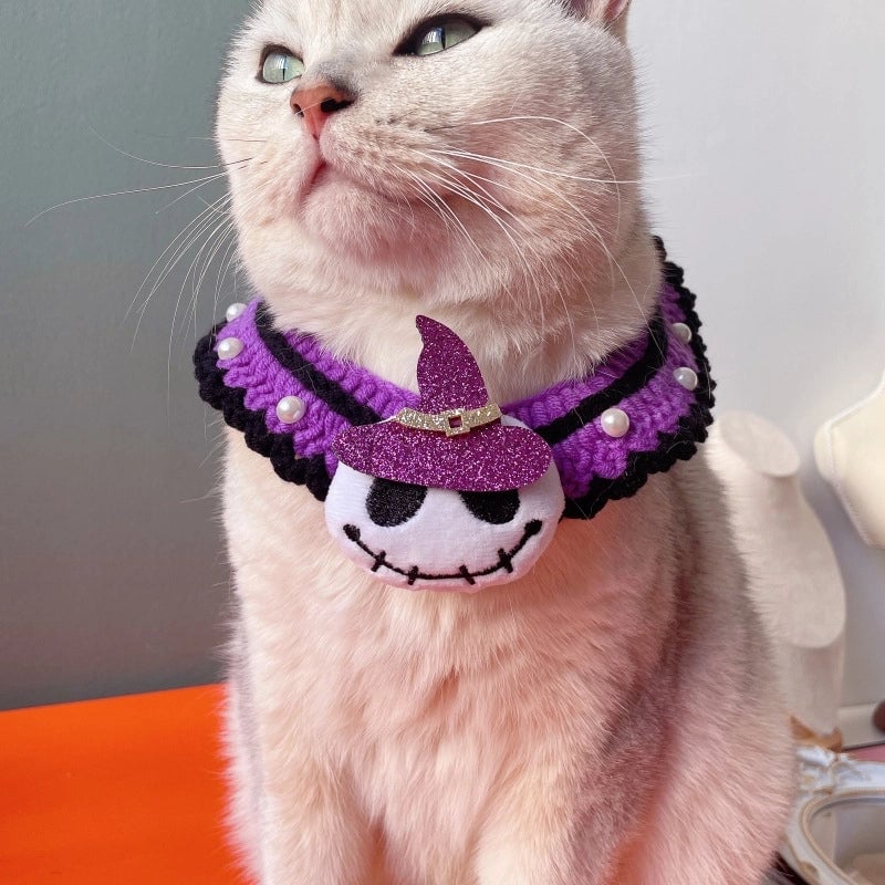 New Arrival Halloween Pet Hand-Crocheted Scarf Dog Ghost Festival Party Funny Collar Ornament