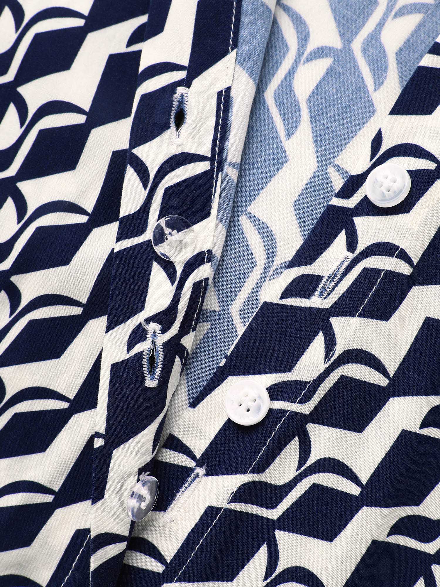 Geometric Shirt Collar Pleated Blouse