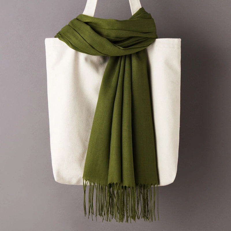 Thin Cashmere Scarf Solid Color Tassel Shawl LOGO Gift Scarf Factory Direct