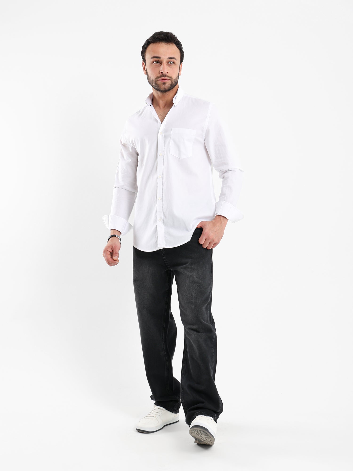 Rigid Denim Jeans Matching Wash