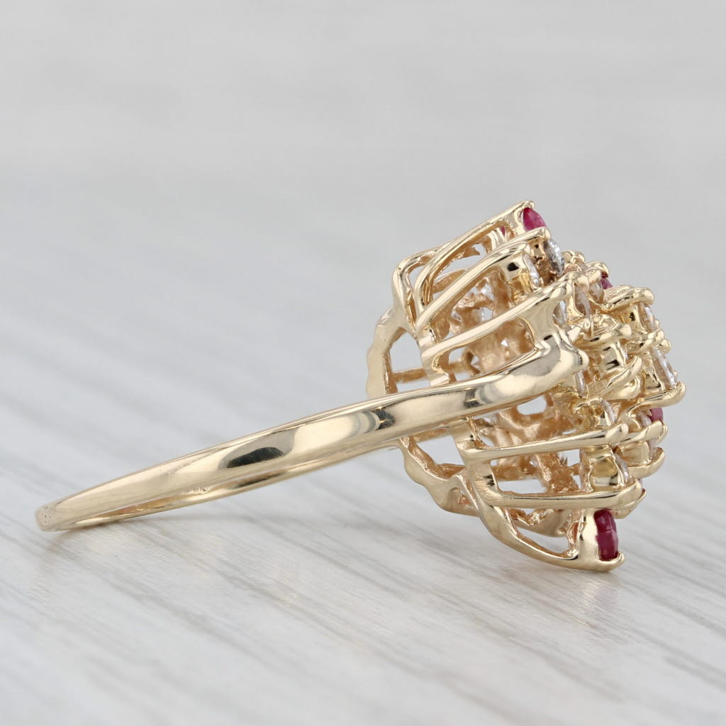 1.30ctw Diamond Ruby Cluster Butterfly Ring 14k Yellow Gold Size 7.5 Cocktail