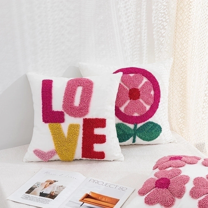 Cute Letter Cotton Pillow Cases