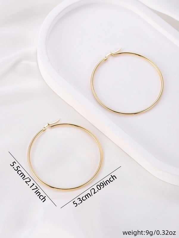 Vintage Style Modern Style Minimalist Round Titanium Steel 18K Gold Plated Hoop Earrings