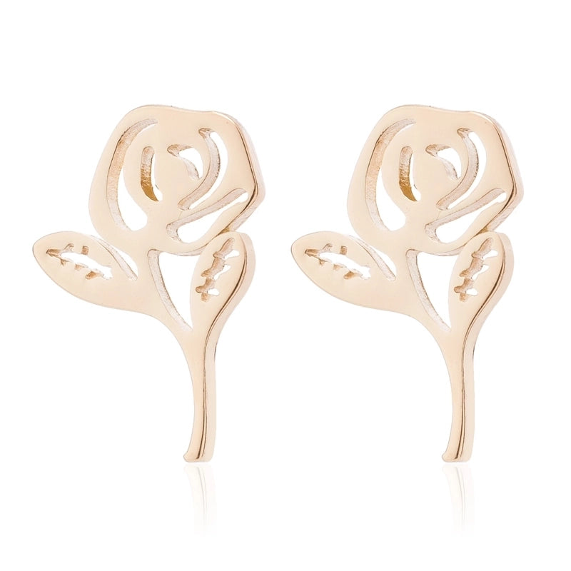 Minimalist Geometric Plating 304 Stainless Steel No Inlaid 18K Gold Plated Earrings