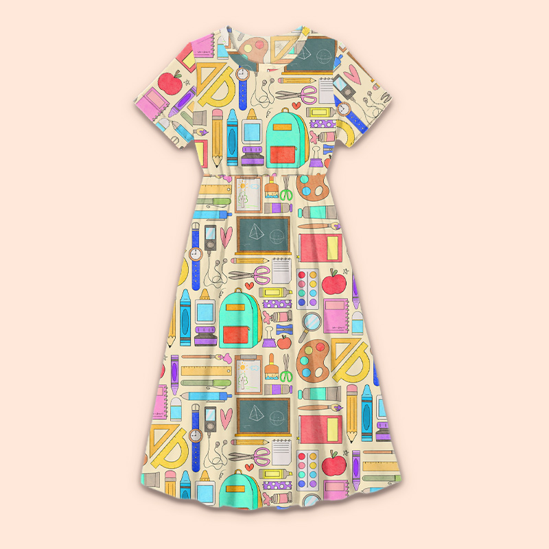 Teacher's Staff Teacher Printed One Piece Dress