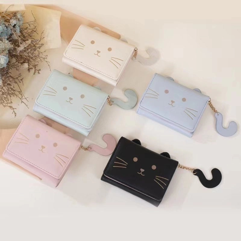 Women's Cat Pu Leather Buckle Wallets