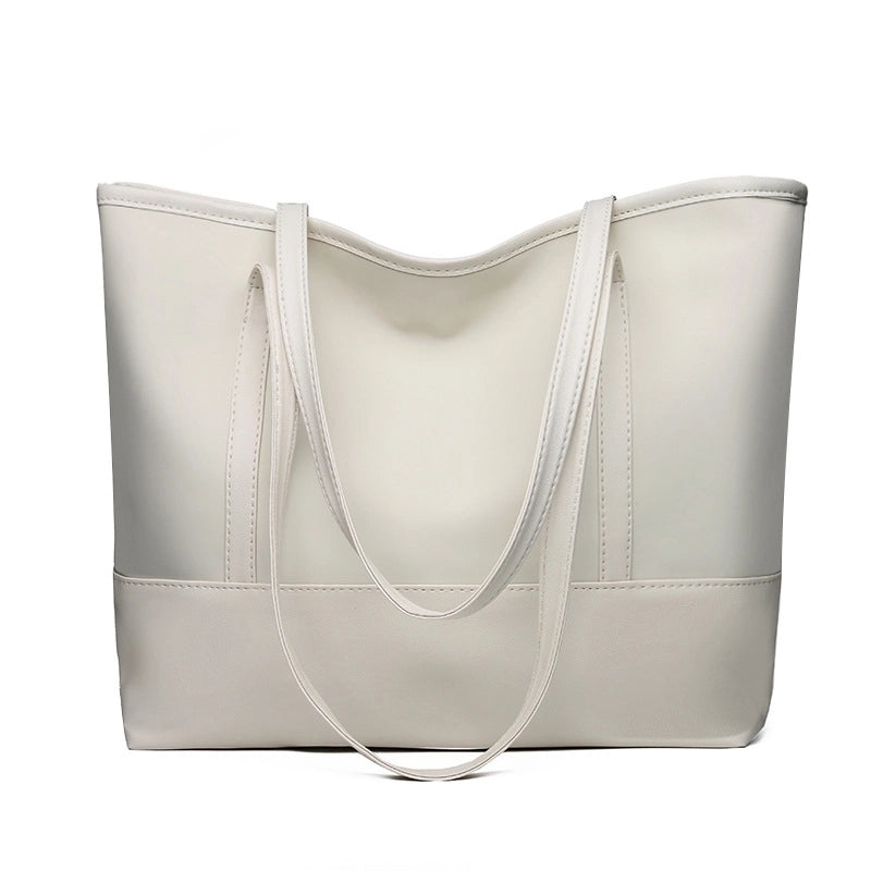 New Women's Tote Bag Korean Style Large Capacity Shoulder Bag Oxford Cloth Stitching Soft Leather Hand Bag