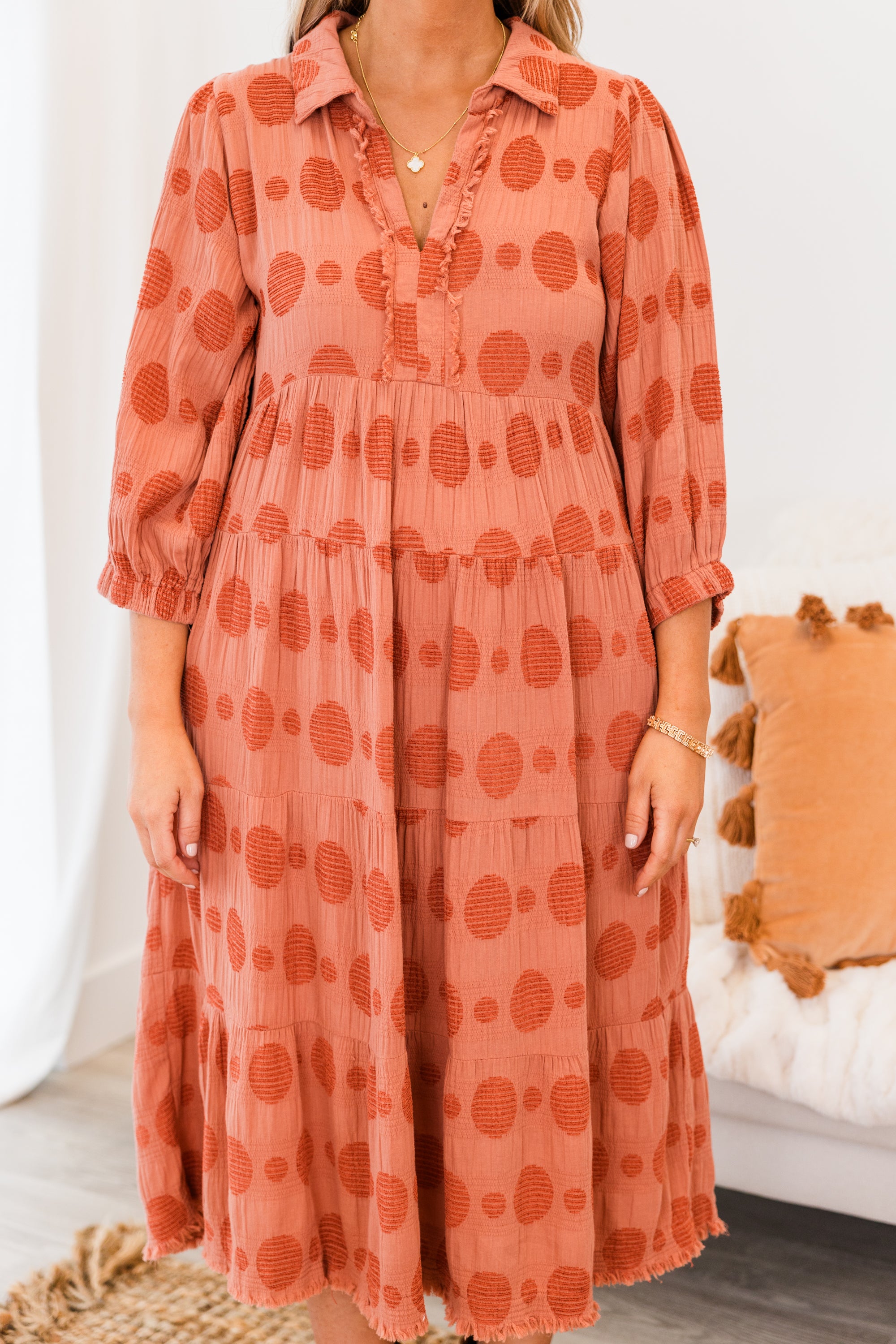 Full Heart Midi Dress. Canyon Clay