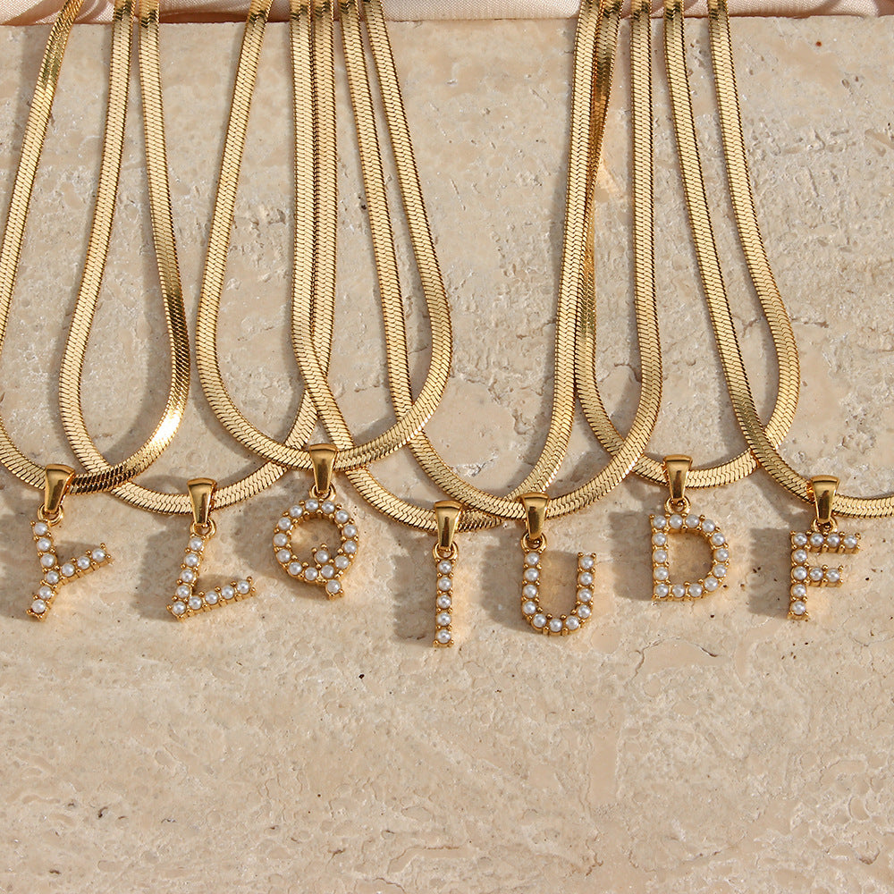 Fashion Letter Number Text Stainless Steel 18K Gold Plated Necklaces
