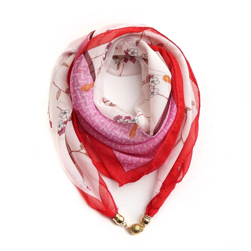 Women's Classic Style Splicing Polka Dots Flower Polyester Printing Silk Scarf