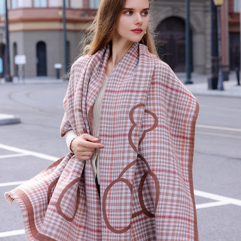 Women's Basic Retro Classic Style Plaid Polyester Tassel Scarf